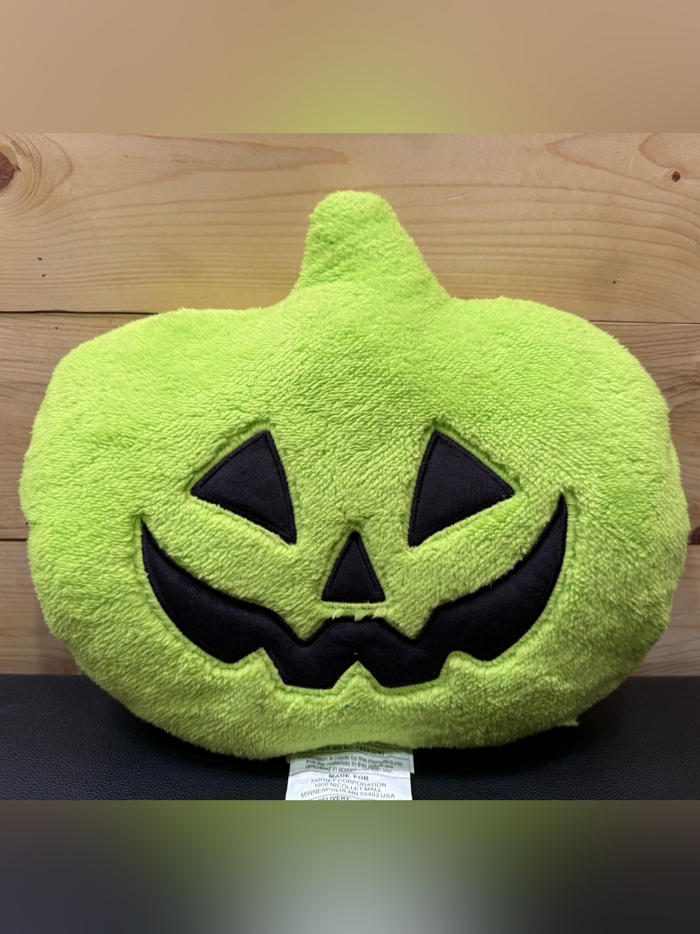 Halloween Hide & EEK Boutique Pillow Jack-O'-Lantern - Lime Green Plush - NWT